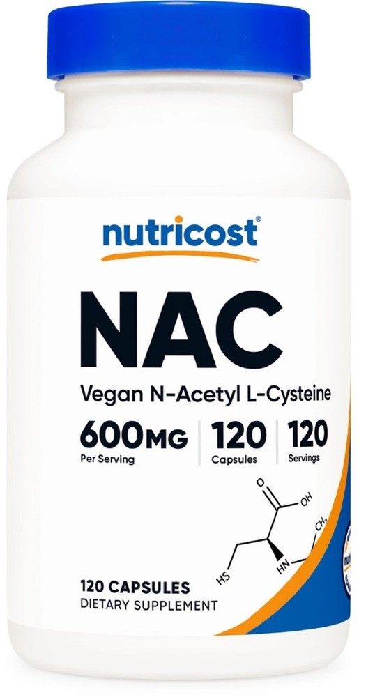 Nutricost N-Acetyl L-Cysteine (NAC) 600mg, 120 Vegan Capsules – Non-GMO