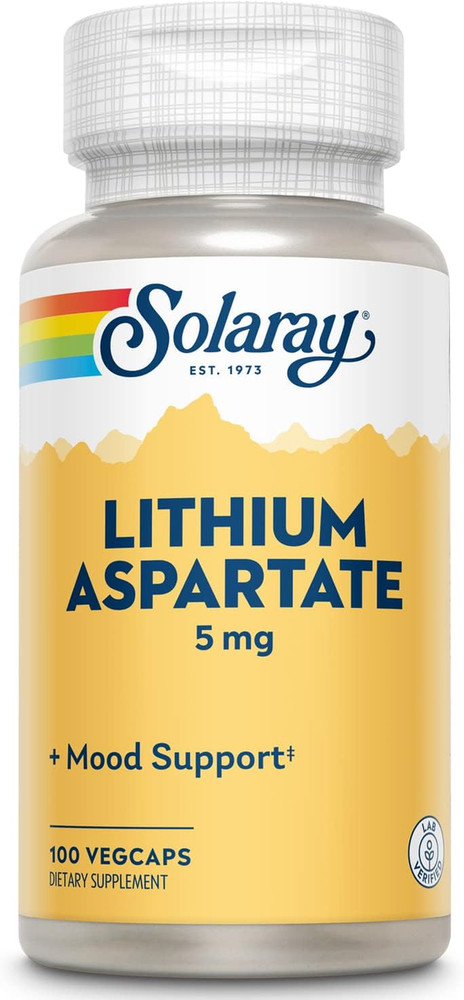 SOLARAY Lithium Aspartate Supplement 5 mg for Men & Women – Daily Trace Mineral