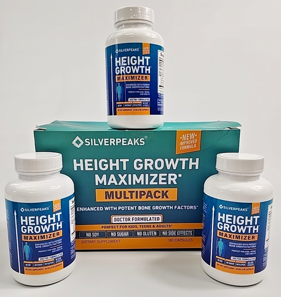 Silverpeaks Height Growth Maximizer 60 Caps Bottle, 3 Packs- EXP 11/2026 Made US