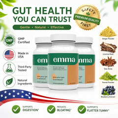 3 Pack Emma Gut Health Supplement 180 Capsules for Bloating Relief & Leaky Gut