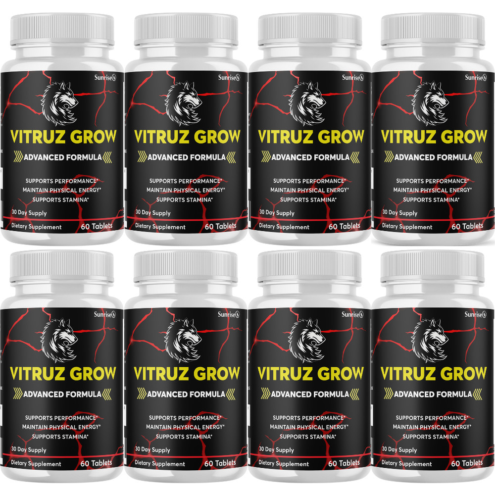 Vitruz Grow Male Stamina Support, (8 Pack) Official Vitality Supplement