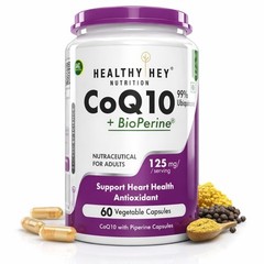 HealthyHey Nutrition High Absorption CoQ10 with BioPerine-125mg – 60 Capsules
