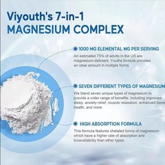 Assistance Complex 7 Magnesium Caps 60 Count Sleep Viyouth Bone Health.