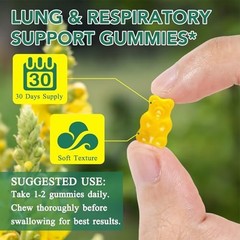 60 Count Mullein Gummies for Lung Cleanse, 2000mg Organic Mullein Leaf Extract f