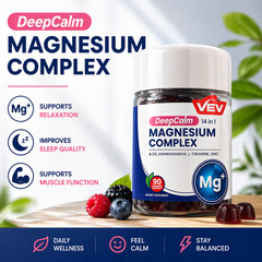 VEV DeepCalm Magnesium Complex 90 Gummies Sleep Support Stress Relief Ashwaganda