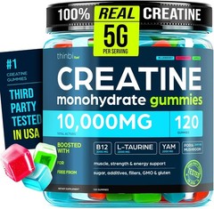 Thinbi Creatine Gummies Monohydrate Complex for Men&Women -120 Gummies Advanced