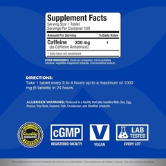 ALLMAX Essentials Nutrition Caffeine 200mg 100 Tab Energy Workout Exp 10/2026