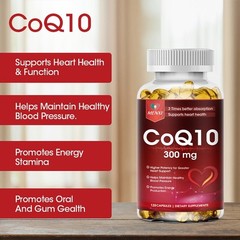 Co Enzyme Q10 300mg Softgel Capsules Anti Oxidant Anti Ageing Natural Supplement