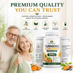 120Capsules Turmeric Curcumin 5000mg Herbal Extract with BioPerine by Lotnafee