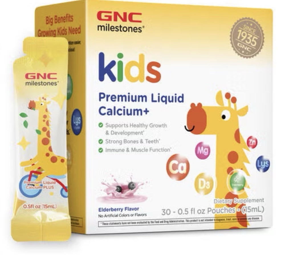 Liquid Calcium For Kids -Elderberry Flavored 30-0.5 Oz Pouches New Damaged Box