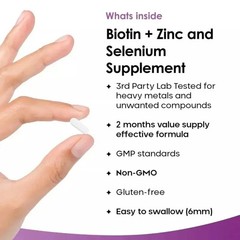 Biotin + Zinc + Selenium 240pcs, Supports Bone, Muscle and Nervous System Health