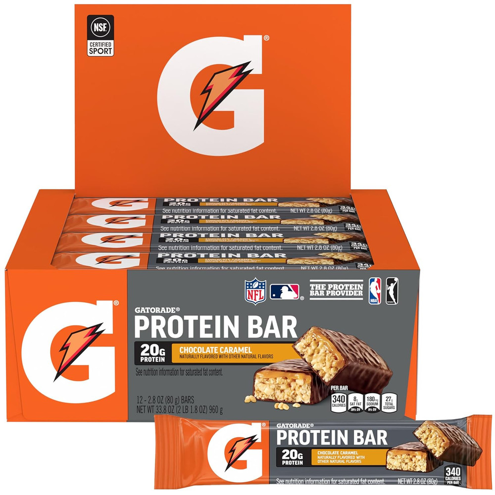 Whey Protein Bars, Chocolate Caramel, 2.8 Oz Bars (Pack of 12, 20G of Protein pe