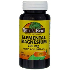 3 Pack Nature’s Blend Elemental Magnesium Amino Acid Chelate Capsules, 100 Ct