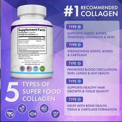 5-Type Collagen Peptides 1800mg for Skin & Joint Health,Toplux Nutrition,90 Caps
