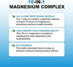 Puregen Labs Magnesium 10 in 1 complex 500mg w/vit B6 120 Veg Caps Exp 11/27 2Pk