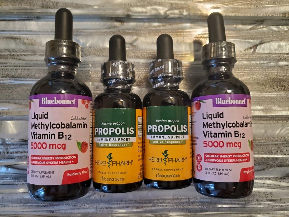 Herb Pharm Propolis 1 fl oz X 2 & 2 Bluebonnet Methyl Vitamin B12 5000mcg!