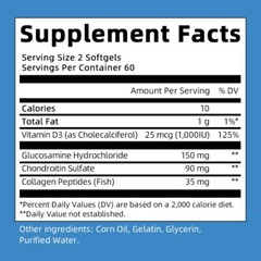 Glucosamine Chondroitin MSM 1500mg Vitamin D3 Triple Strength Joint Support Caps