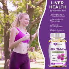 Milk Thistle Liver Cleanse Detox Herbal Liver Support Supplement 120 Capsules