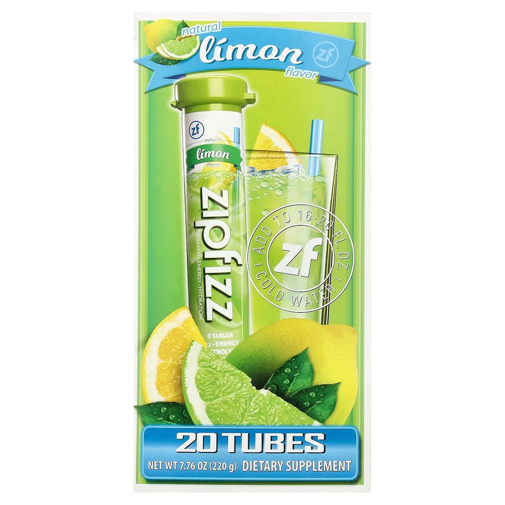 2 X Zipfizz, Energy Drink Mix, Limon, 20 Tubes, 0.39 oz (11 g) Each
