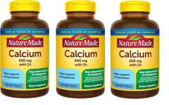 3 Pack Nature Made Calcium 600 mg with Vitamin D3- 100 Softgels Exp 04/2026 +