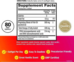 MegaRed Advanced Absorption Omega 3 Fish Oil 500mg 80 Softgels New Free Shipping