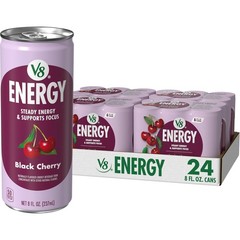 Black Cherry Energy Drink – 24 Pack, 8 fl oz Cans for Boosted Energy