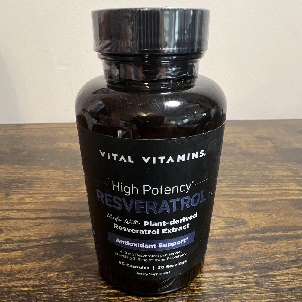 Vital Vitamins Resveratrol 600mg Antioxidant & Heart Health Support 60 Capsules