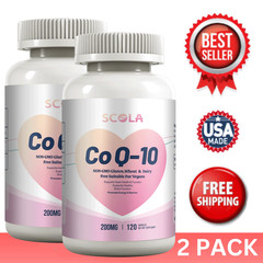 (2 Pack) High Absorption CoQ10 200mg Heart Health Support Co-Q10 Antioxidant