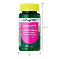 Spring Valley Prenatal Multivitamin Tablets Pregnant Nursing Women 100 Count