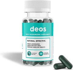 2 PACK DEOS Internal Deodorant Supplement for Full Body Odor Control, 30-Capsule