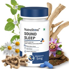NutraStore Sound Sleep Tablets with Melatonin & Herbs | 30 Veg Capsules