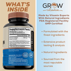 Grow Vitamin Multi Collagen Plus Types I, II, III, V, & X, 1800MG – 90 Capsules