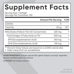 Fish Oil Mini-Softgels Easy to Swallow Omega-3 Fatty Acids 625mg 120 Capsules