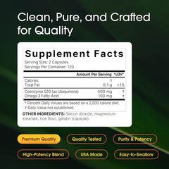 CoQ10 400mg with Omega 3 Fatty Acids, 240 Caps Antioxidant/Heart Support