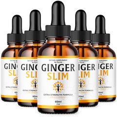 Ginger Slim Drops Maximum Overall Wellness Health Support Made in USA (5 Pack)