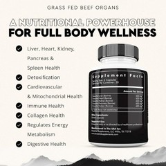grass supplement Ancestral fed beef organ & supplement -3 bottles -180 capsules