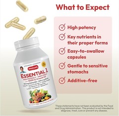 Ultra-Mild Essential-1 Multivitamin with 100 mcg Methyl B12 & CoQ10 – 60 Caps