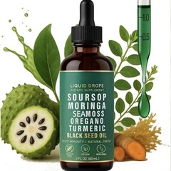 Qizfyzz Soursop Moringa Seamoss Liquid Drops 2oz Immune Energy Support