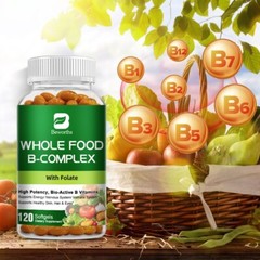 BEWORTHS Vitamin B Complex Capsules Whole Food Supplement B1, B2, B3, B5, B6,