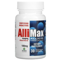 2 X Allimax, 100% Allicin Powder Capsules, 180 mg, 30 Vegetarian Capsules