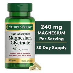 Nature’s Bounty High Absorption Magnesium Glycinate Supplements, 240mg, Supports