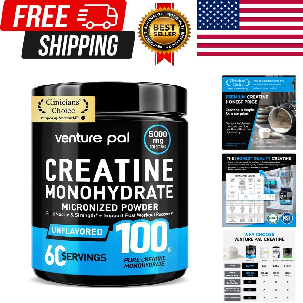 100% Pure Micronized Creatine Monohydrate Powder, Unflavored Creatine for Women