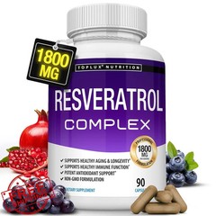 Resveratrol Supplement Antioxidant 1800mg Complex 90 Capsules Men Women