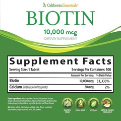 Biotin 10000mcg + Calcium | Max Strength Hair Growth & Nail Support Supplement
