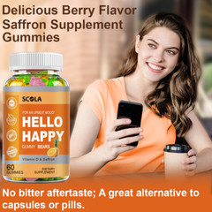 3PACK Hello Happy Gummies – Remain Optimistic of Mood – with Vitamin D & Saffron