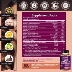 Rainbow Nutrients ADVANCED Hair Growth Vitamins – Biotin 10,000mcg, Collagen