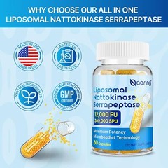 Liposomal Nattokinase 12,000 FU Serrapeptase 360,000 SPU Enzyme Supplement – Enr