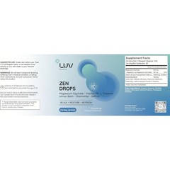 LUV Zen Drops Stress Support with Magnesium Glycinate and Lemon Balm Vegan