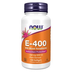 2 x NOW Vitamin E 400 IU Mixed Tocopherols Antioxidant Protection 100 Softgels