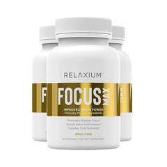 3-Pack Relaxium Focus Max Capsules – Daily Focus and Brain Support – 180 Caps